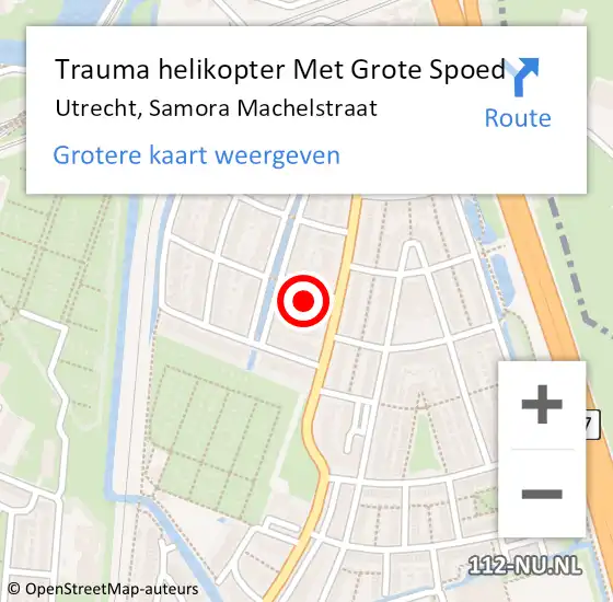 Locatie op kaart van de 112 melding: Trauma helikopter Met Grote Spoed Naar Utrecht, Samora Machelstraat op 8 maart 2022 12:13