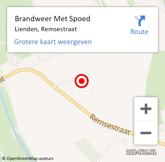 Locatie op kaart van de 112 melding: Brandweer Met Spoed Naar Lienden, Remsestraat op 8 maart 2022 13:52