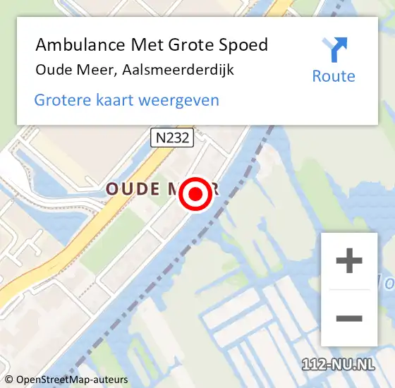 Locatie op kaart van de 112 melding: Ambulance Met Grote Spoed Naar Oude Meer, Aalsmeerderdijk op 8 maart 2022 14:46