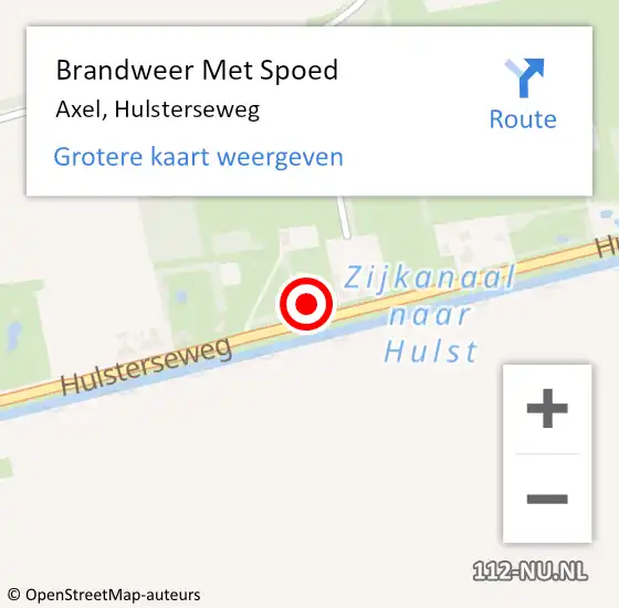 Locatie op kaart van de 112 melding: Brandweer Met Spoed Naar Axel, Hulsterseweg op 8 maart 2022 14:53