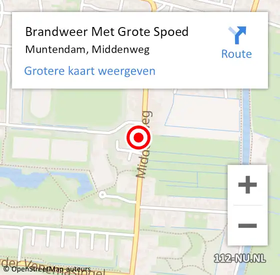 Locatie op kaart van de 112 melding: Brandweer Met Grote Spoed Naar Muntendam, Middenweg op 8 maart 2022 15:20