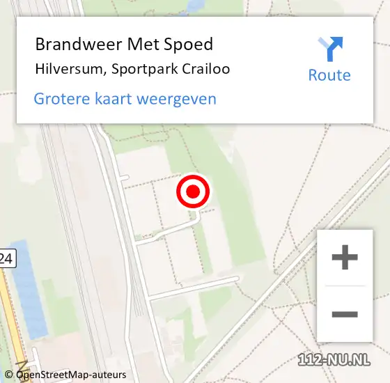 Locatie op kaart van de 112 melding: Brandweer Met Spoed Naar Hilversum, Sportpark Crailoo op 8 maart 2022 15:28