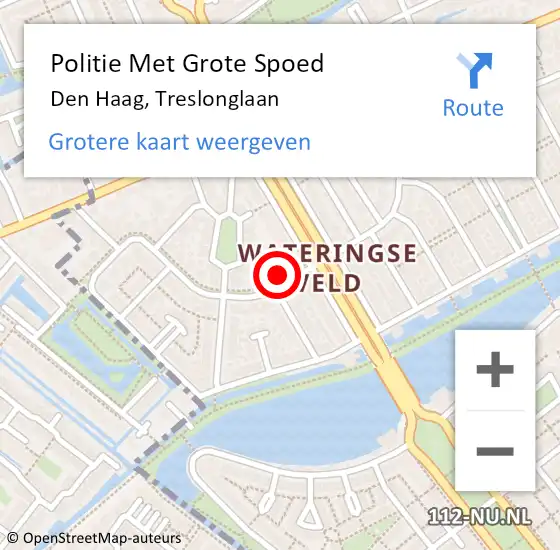 Locatie op kaart van de 112 melding: Politie Met Grote Spoed Naar Den Haag, Treslonglaan op 8 maart 2022 16:51