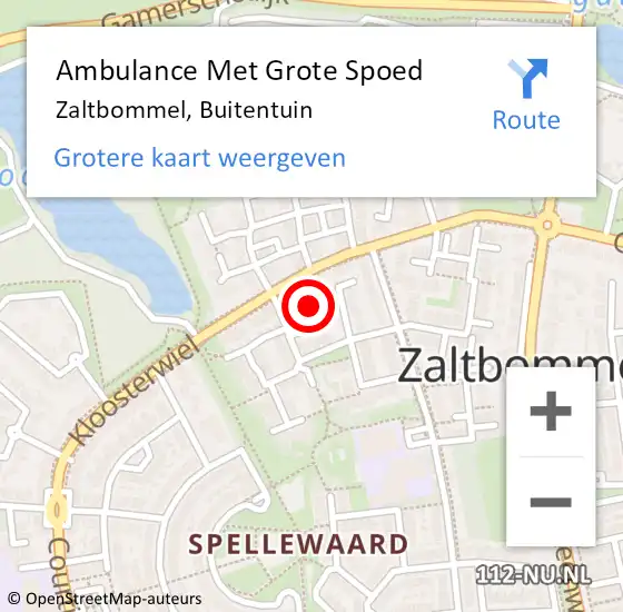 Locatie op kaart van de 112 melding: Ambulance Met Grote Spoed Naar Zaltbommel, Buitentuin op 8 maart 2022 16:57