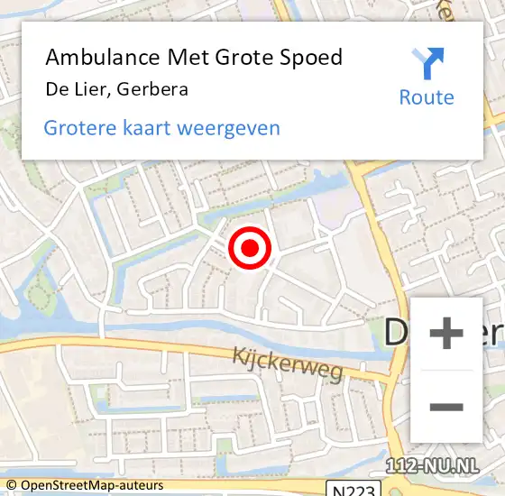 Locatie op kaart van de 112 melding: Ambulance Met Grote Spoed Naar De Lier, Gerbera op 8 maart 2022 17:04