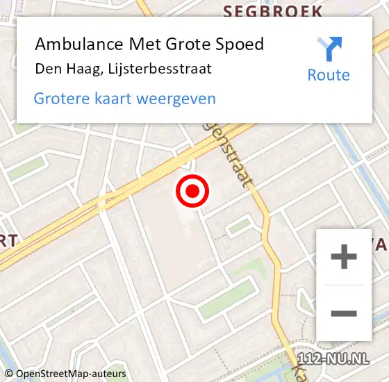 Locatie op kaart van de 112 melding: Ambulance Met Grote Spoed Naar Den Haag, Lijsterbesstraat op 8 maart 2022 17:51