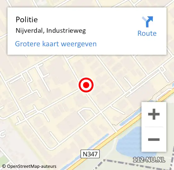 Locatie op kaart van de 112 melding: Politie Nijverdal, Industrieweg op 8 maart 2022 18:01