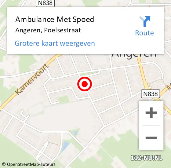Locatie op kaart van de 112 melding: Ambulance Met Spoed Naar Angeren, Poelsestraat op 8 maart 2022 18:32