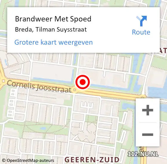 Locatie op kaart van de 112 melding: Brandweer Met Spoed Naar Breda, Tilman Suysstraat op 9 maart 2022 00:07