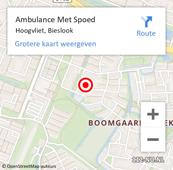 Locatie op kaart van de 112 melding: Ambulance Met Spoed Naar Hoogvliet, Bieslook op 9 maart 2022 02:35