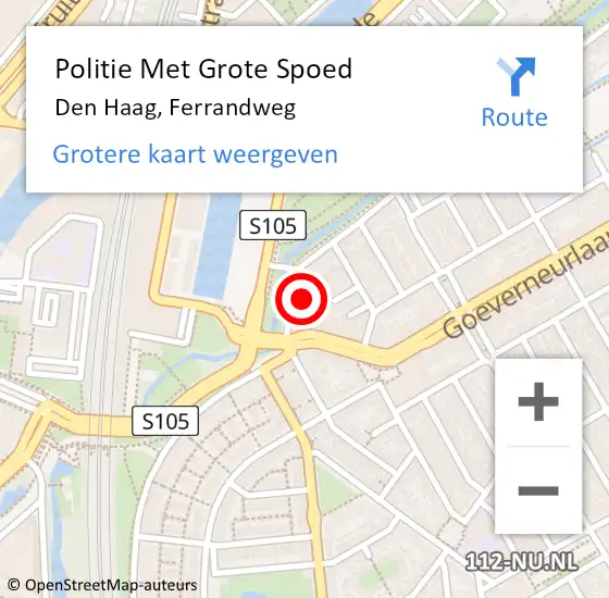 Locatie op kaart van de 112 melding: Politie Met Grote Spoed Naar Den Haag, Ferrandweg op 9 maart 2022 04:06