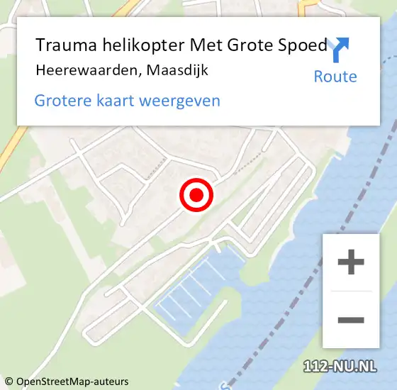 Locatie op kaart van de 112 melding: Trauma helikopter Met Grote Spoed Naar Heerewaarden, Maasdijk op 9 maart 2022 05:33