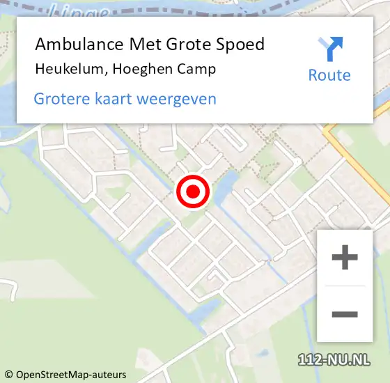 Locatie op kaart van de 112 melding: Ambulance Met Grote Spoed Naar Heukelum, Hoeghen Camp op 9 maart 2022 06:22