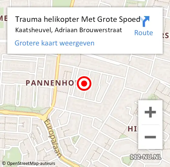 Locatie op kaart van de 112 melding: Trauma helikopter Met Grote Spoed Naar Kaatsheuvel, Adriaan Brouwerstraat op 9 maart 2022 09:09