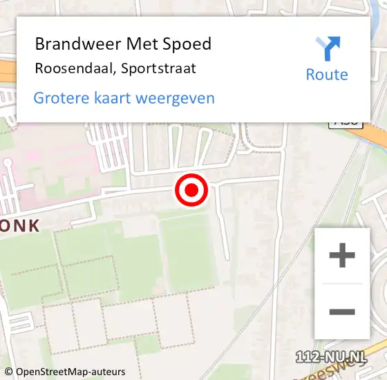 Locatie op kaart van de 112 melding: Brandweer Met Spoed Naar Roosendaal, Sportstraat op 9 maart 2022 09:48