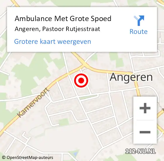 Locatie op kaart van de 112 melding: Ambulance Met Grote Spoed Naar Angeren, Pastoor Rutjesstraat op 9 maart 2022 11:21