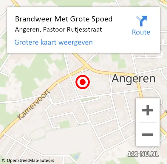 Locatie op kaart van de 112 melding: Brandweer Met Grote Spoed Naar Angeren, Pastoor Rutjesstraat op 9 maart 2022 11:22