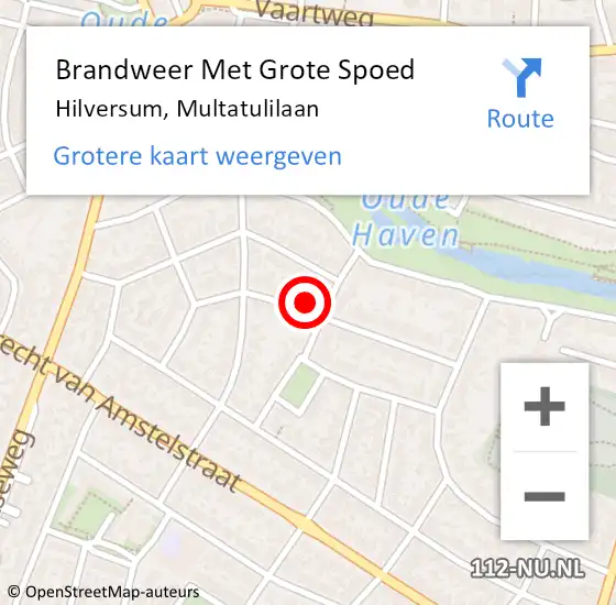 Locatie op kaart van de 112 melding: Brandweer Met Grote Spoed Naar Hilversum, Multatulilaan op 10 juli 2014 15:15