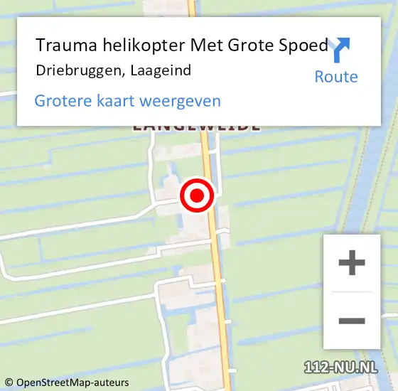 Locatie op kaart van de 112 melding: Trauma helikopter Met Grote Spoed Naar Driebruggen, Laageind op 9 maart 2022 12:18