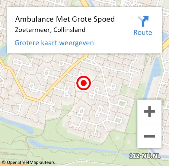 Locatie op kaart van de 112 melding: Ambulance Met Grote Spoed Naar Zoetermeer, Collinsland op 9 maart 2022 12:23