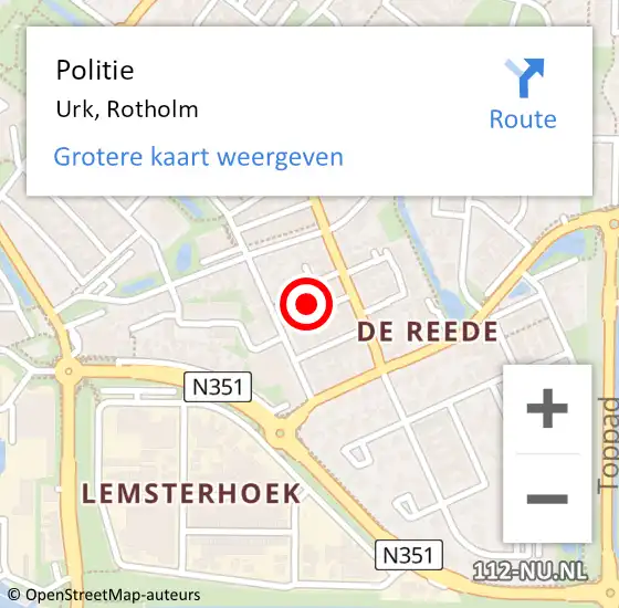 Locatie op kaart van de 112 melding: Politie Urk, Rotholm op 9 maart 2022 13:02