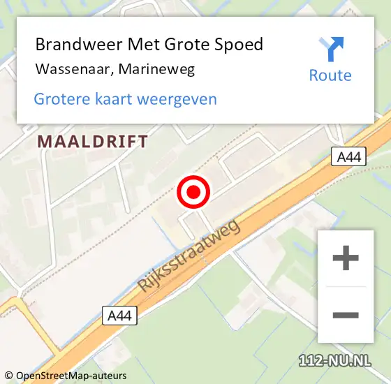 Locatie op kaart van de 112 melding: Brandweer Met Grote Spoed Naar Wassenaar, Marineweg op 9 maart 2022 15:32