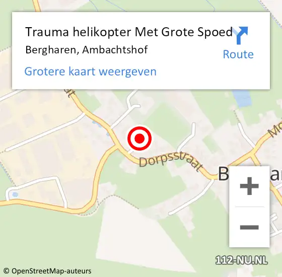 Locatie op kaart van de 112 melding: Trauma helikopter Met Grote Spoed Naar Bergharen, Ambachtshof op 9 maart 2022 15:34