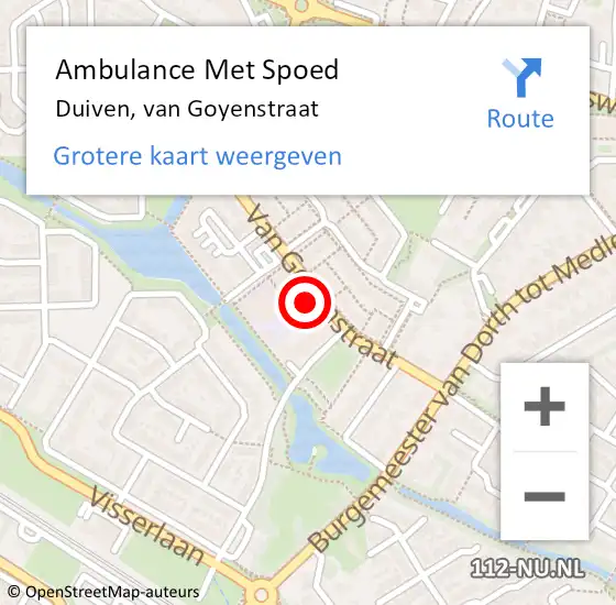 Locatie op kaart van de 112 melding: Ambulance Met Spoed Naar Duiven, van Goyenstraat op 9 maart 2022 16:20