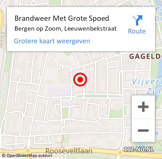 Locatie op kaart van de 112 melding: Brandweer Met Grote Spoed Naar Bergen op Zoom, Leeuwenbekstraat op 9 maart 2022 16:40