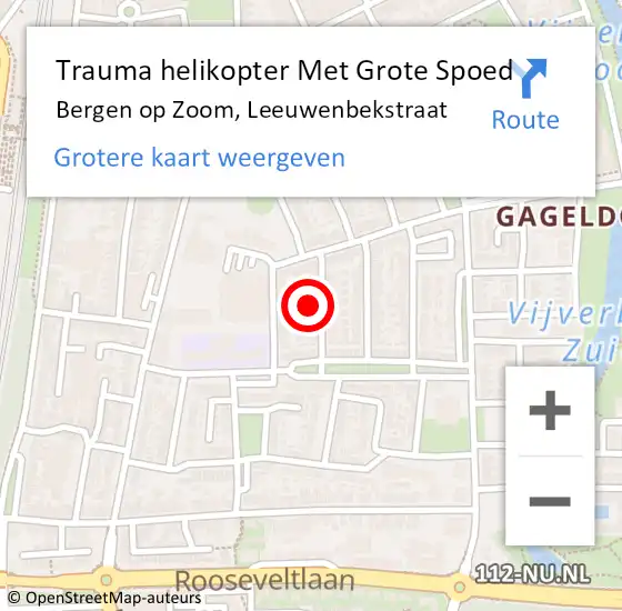 Locatie op kaart van de 112 melding: Trauma helikopter Met Grote Spoed Naar Bergen op Zoom, Leeuwenbekstraat op 9 maart 2022 16:41