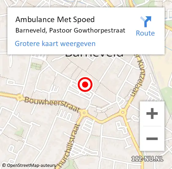 Locatie op kaart van de 112 melding: Ambulance Met Spoed Naar Barneveld, Pastoor Gowthorpestraat op 9 maart 2022 17:24