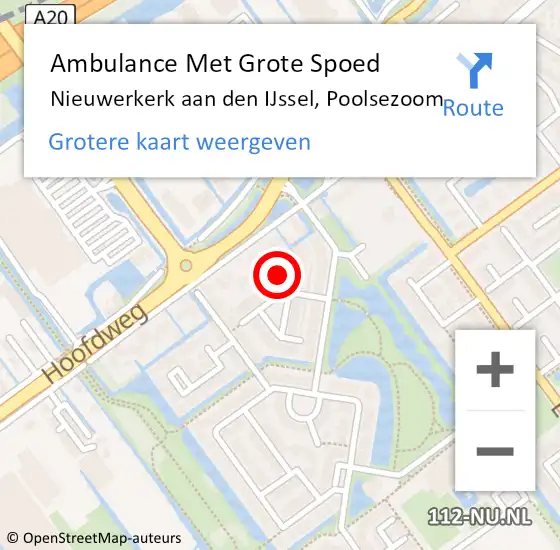 Locatie op kaart van de 112 melding: Ambulance Met Grote Spoed Naar Nieuwerkerk aan den IJssel, Poolsezoom op 9 maart 2022 20:27