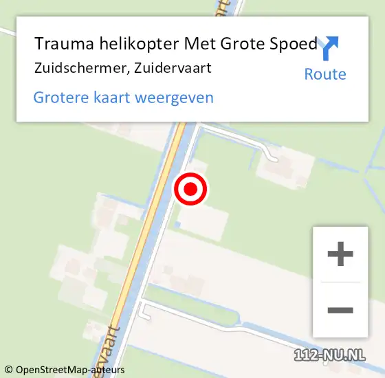 Locatie op kaart van de 112 melding: Trauma helikopter Met Grote Spoed Naar Zuidschermer, Zuidervaart op 9 maart 2022 20:44