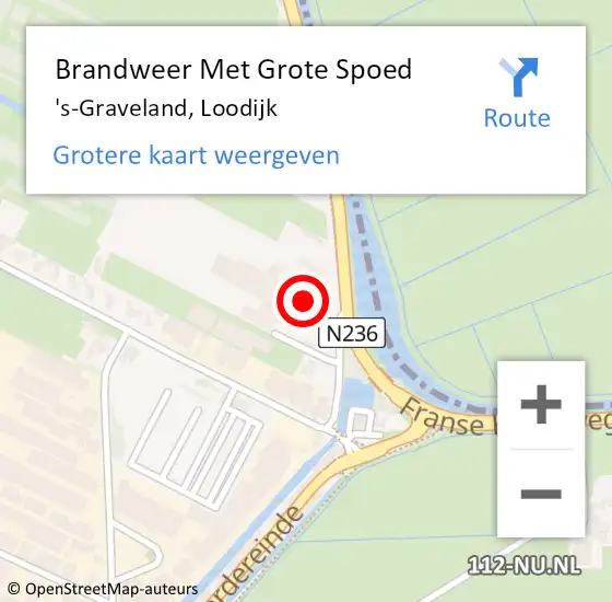 Locatie op kaart van de 112 melding: Brandweer Met Grote Spoed Naar 's-Graveland, Loodijk op 10 maart 2022 01:08