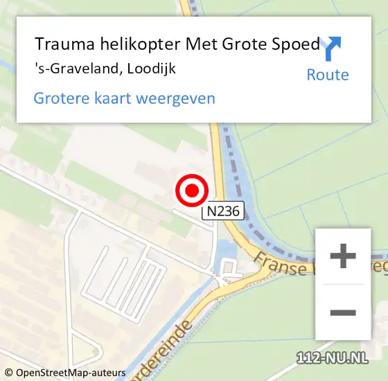 Locatie op kaart van de 112 melding: Trauma helikopter Met Grote Spoed Naar 's-Graveland, Loodijk op 10 maart 2022 01:26