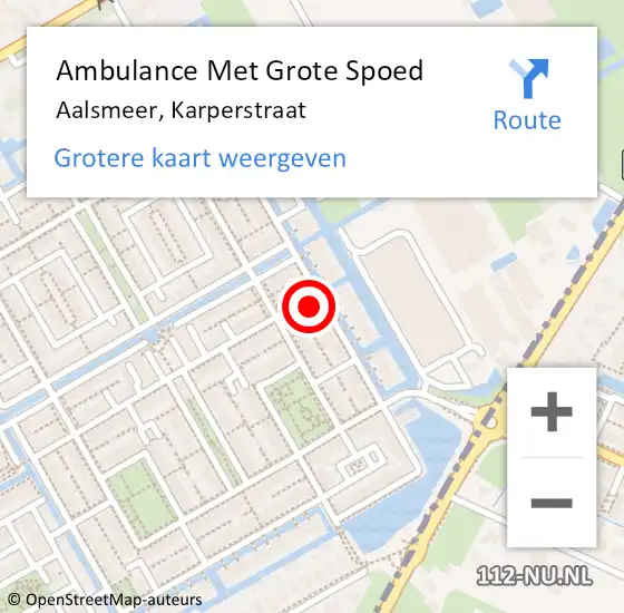 Locatie op kaart van de 112 melding: Ambulance Met Grote Spoed Naar Aalsmeer, Karperstraat op 10 maart 2022 04:42