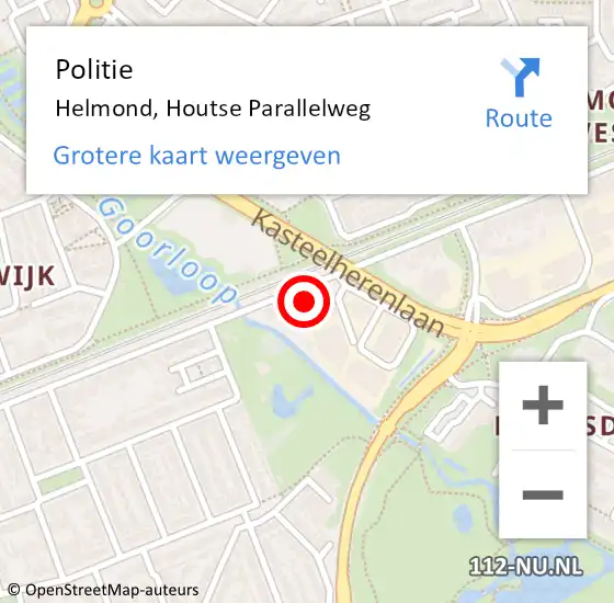 Locatie op kaart van de 112 melding: Politie Helmond, Houtse Parallelweg op 10 maart 2022 08:21