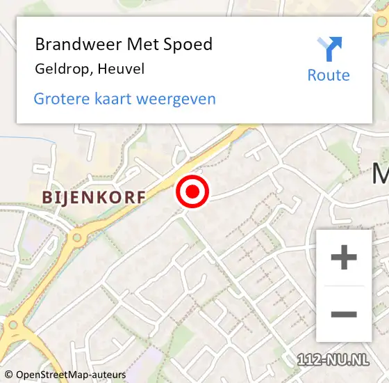 Locatie op kaart van de 112 melding: Brandweer Met Spoed Naar Geldrop, Heuvel op 10 maart 2022 10:40