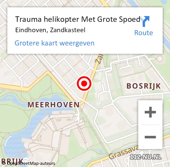 Locatie op kaart van de 112 melding: Trauma helikopter Met Grote Spoed Naar Eindhoven, Zandkasteel op 10 maart 2022 12:36