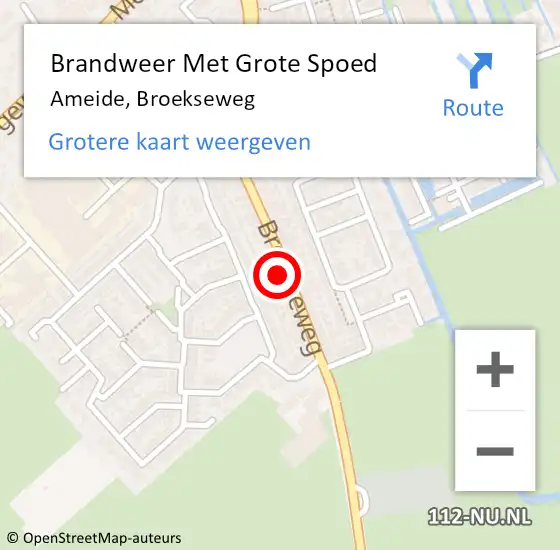 Locatie op kaart van de 112 melding: Brandweer Met Grote Spoed Naar Ameide, Broekseweg op 10 maart 2022 13:48