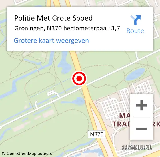 Locatie op kaart van de 112 melding: Politie Met Grote Spoed Naar Appingedam, N370 hectometerpaal: 3,7 op 10 maart 2022 15:53