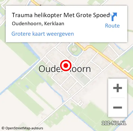 Locatie op kaart van de 112 melding: Trauma helikopter Met Grote Spoed Naar Oudenhoorn, Kerklaan op 10 maart 2022 15:54
