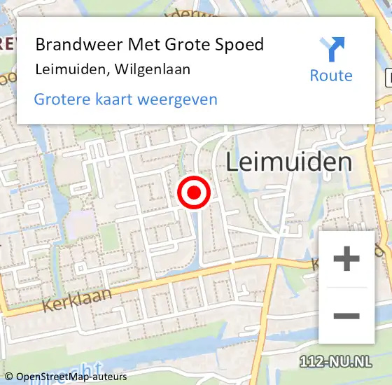 Locatie op kaart van de 112 melding: Brandweer Met Grote Spoed Naar Leimuiden, Wilgenlaan op 10 maart 2022 16:25