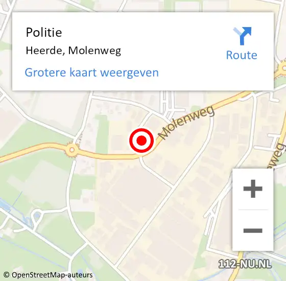 Locatie op kaart van de 112 melding: Politie Heerde, Molenweg op 10 maart 2022 16:38