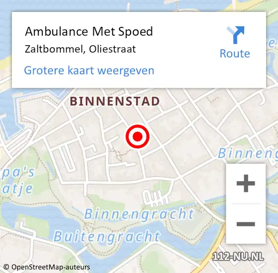 Locatie op kaart van de 112 melding: Ambulance Met Spoed Naar Zaltbommel, Oliestraat op 10 maart 2022 19:28