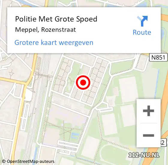 Locatie op kaart van de 112 melding: Politie Met Grote Spoed Naar Meppel, Rozenstraat op 10 maart 2022 20:16