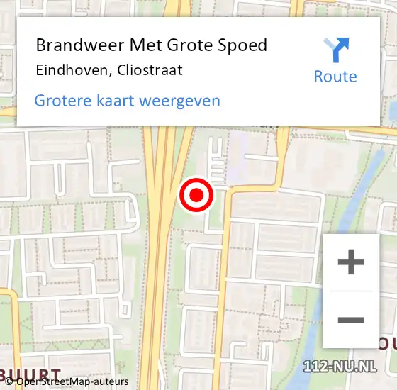 Locatie op kaart van de 112 melding: Brandweer Met Grote Spoed Naar Eindhoven, Cliostraat op 10 maart 2022 21:20