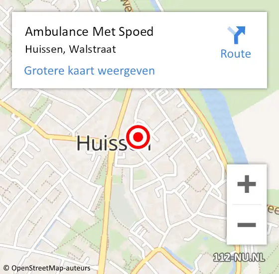 Locatie op kaart van de 112 melding: Ambulance Met Spoed Naar Huissen, Walstraat op 10 maart 2022 23:00