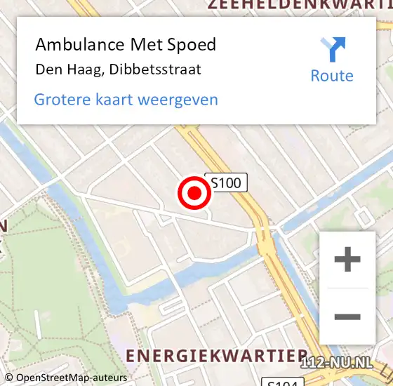 Locatie op kaart van de 112 melding: Ambulance Met Spoed Naar Den Haag, Dibbetsstraat op 10 maart 2022 23:00
