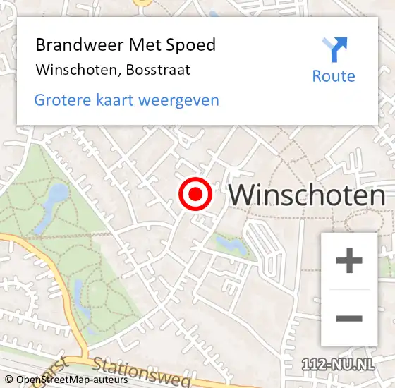Locatie op kaart van de 112 melding: Brandweer Met Spoed Naar Winschoten, Bosstraat op 10 maart 2022 23:47